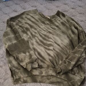 Fantastic Fawn Olive Tie-Dye Crew Neck Sweater